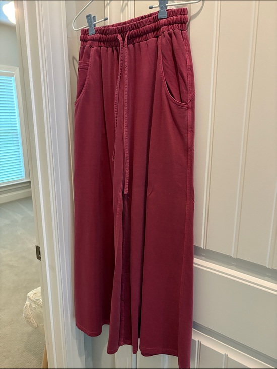 Zenana Pants - Zenana Cozy Elastic Waist Wide-Leg Pants in Dusty Rose